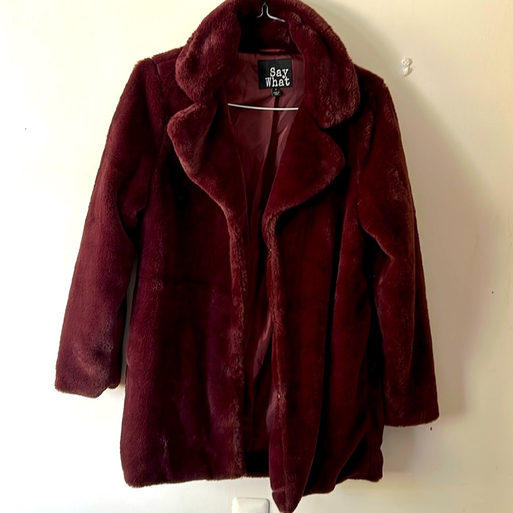 Say What? Faux Fur Open Front Women’s Coat